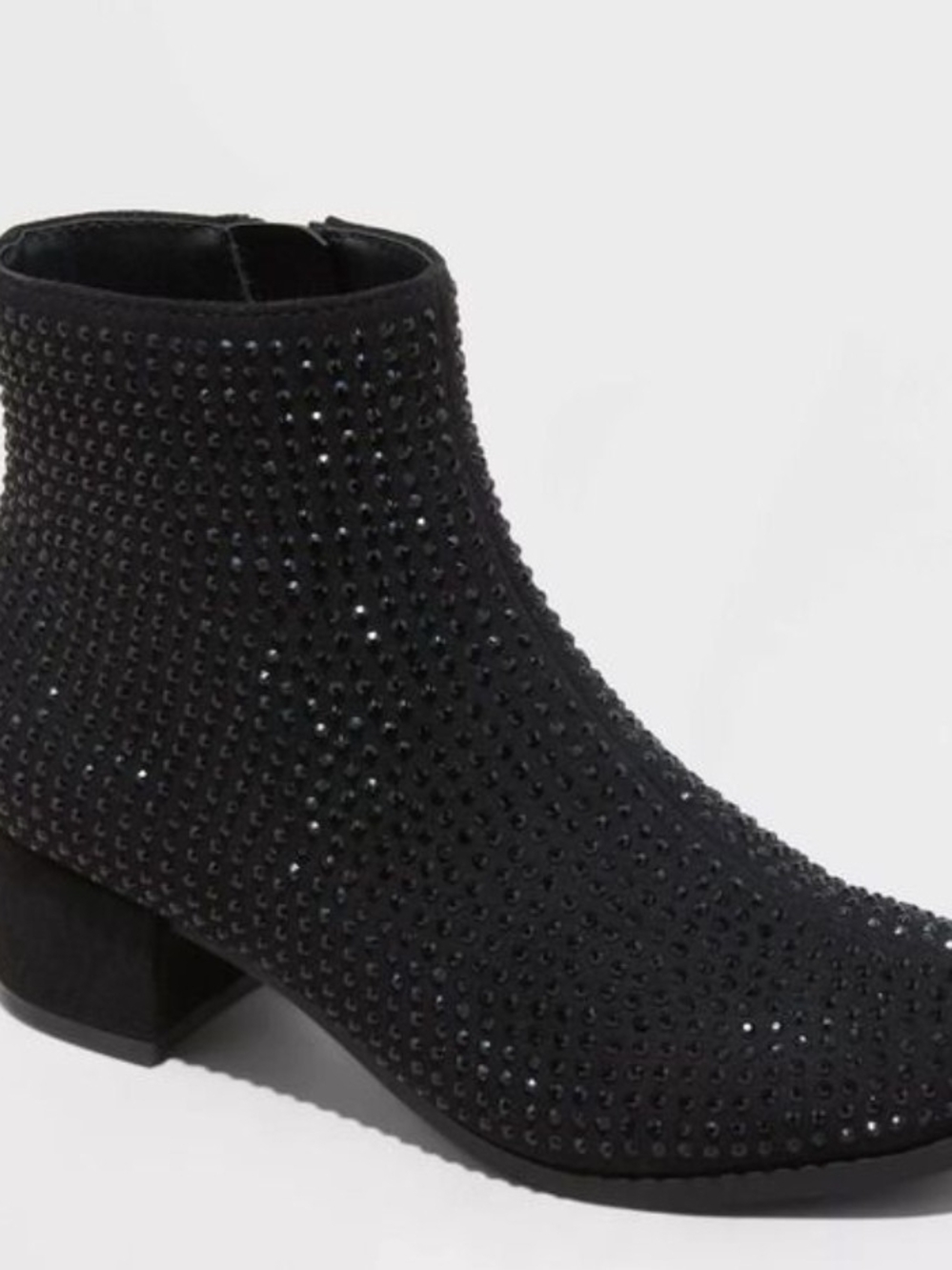 art class Black Gita Rhinestone Crystal-Stud Ankle Boot for Kids
